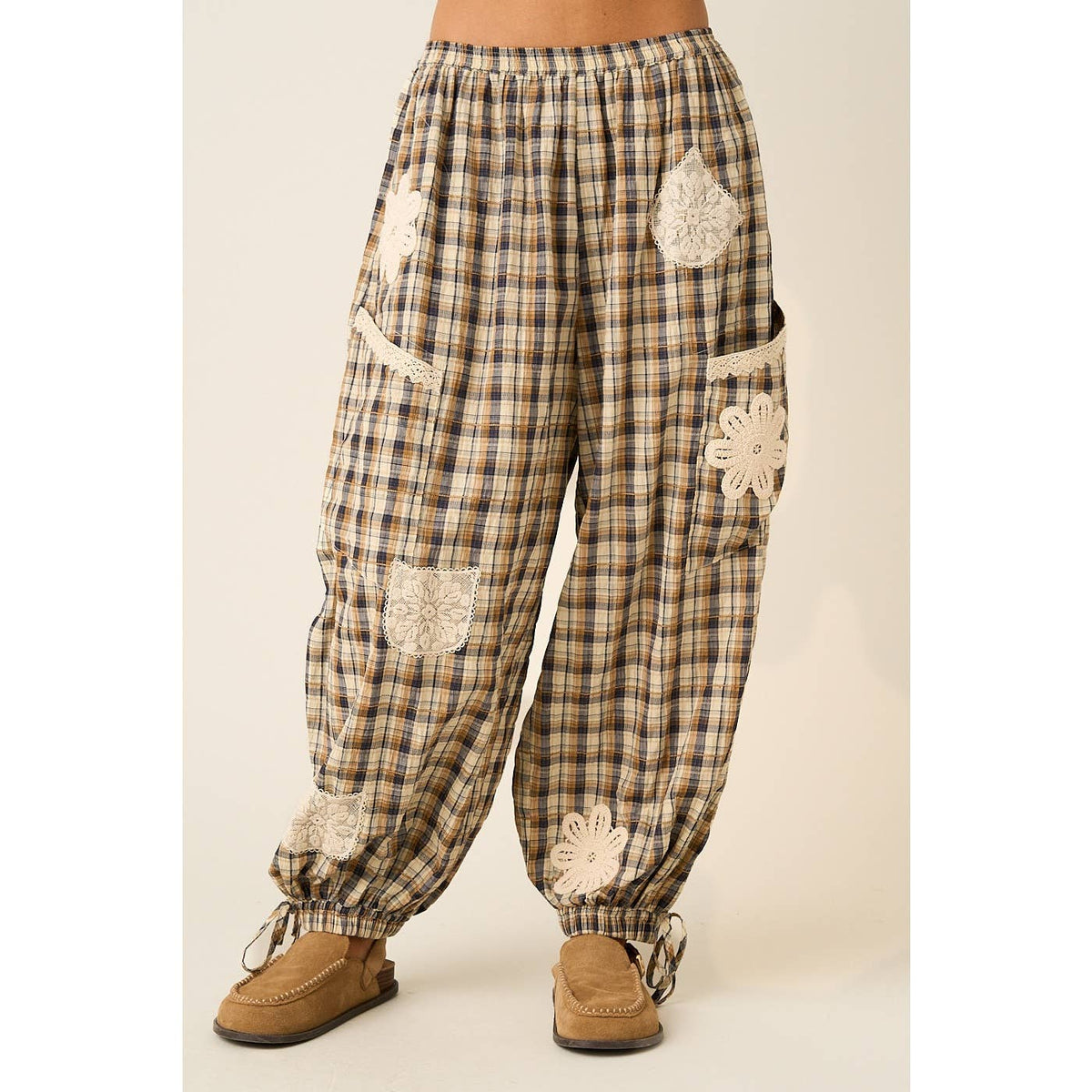 Plaid Patched Balloon Pants