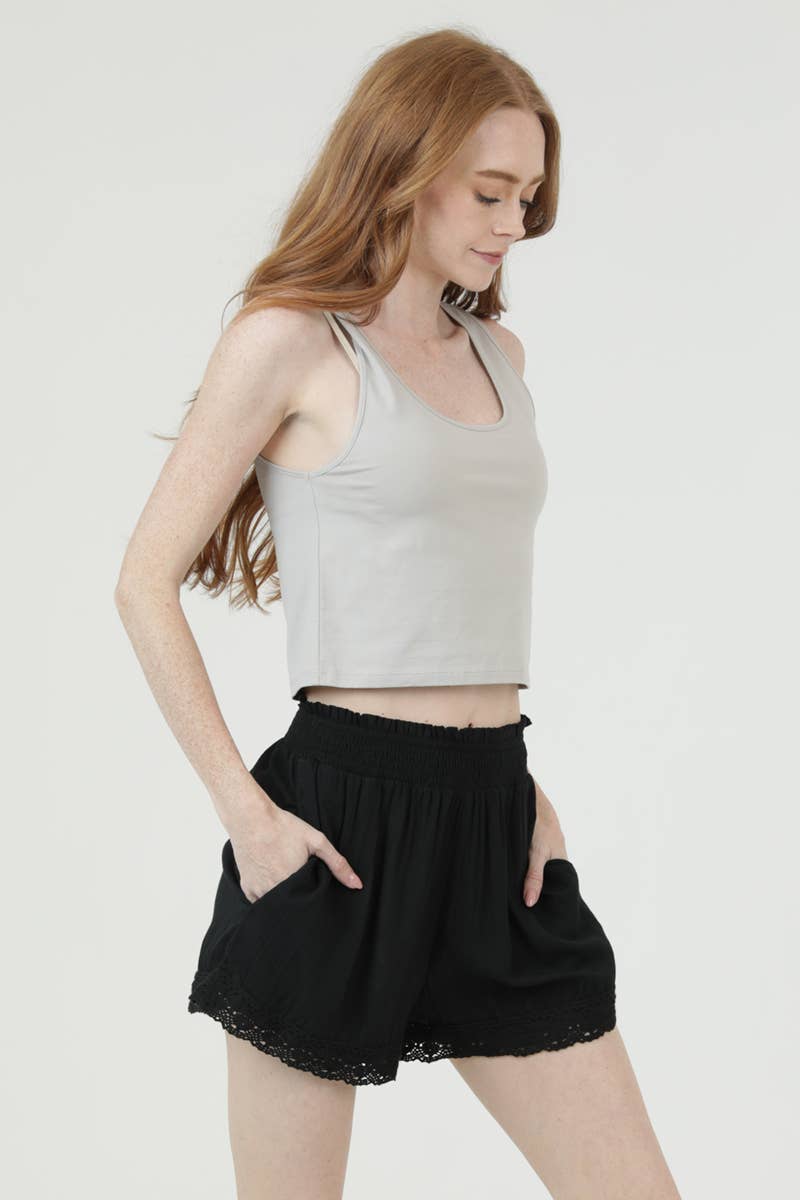 ASIS CROCHET TRIM SHORTS