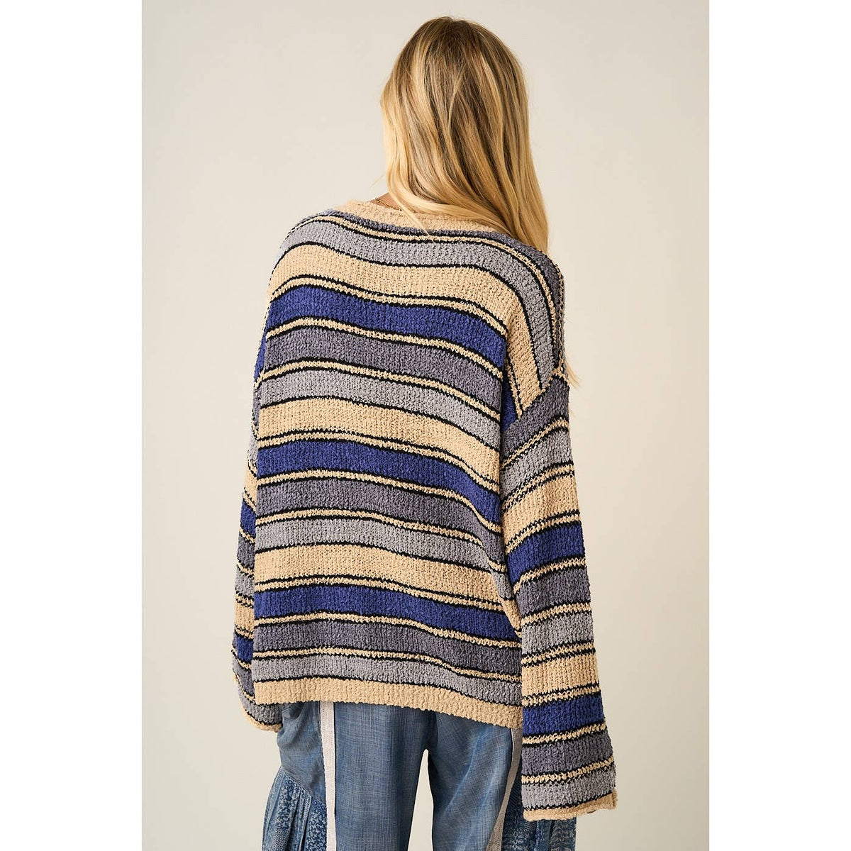 Contrast Stripe Loose Knit Sweater