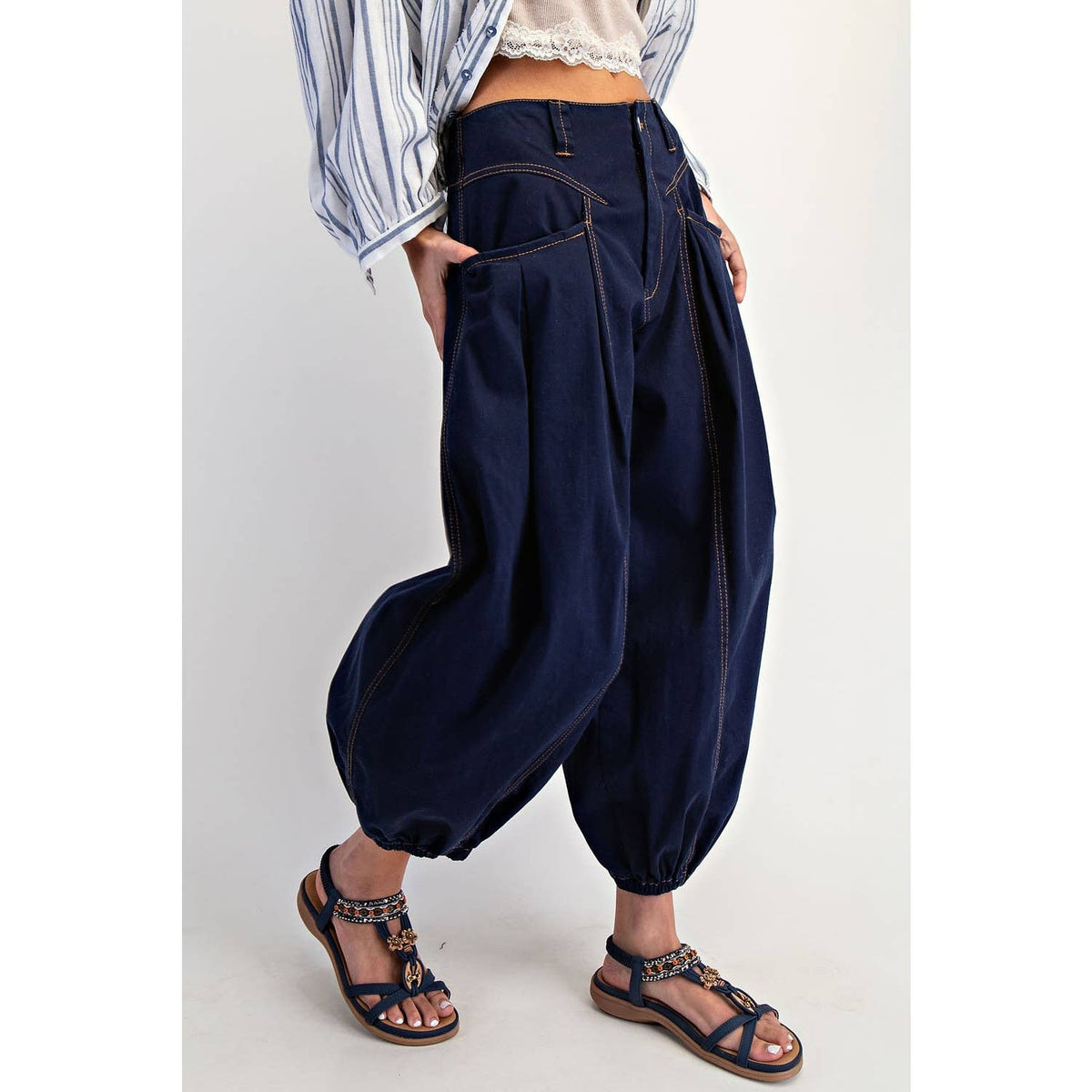Dark Wash Balloon Pants