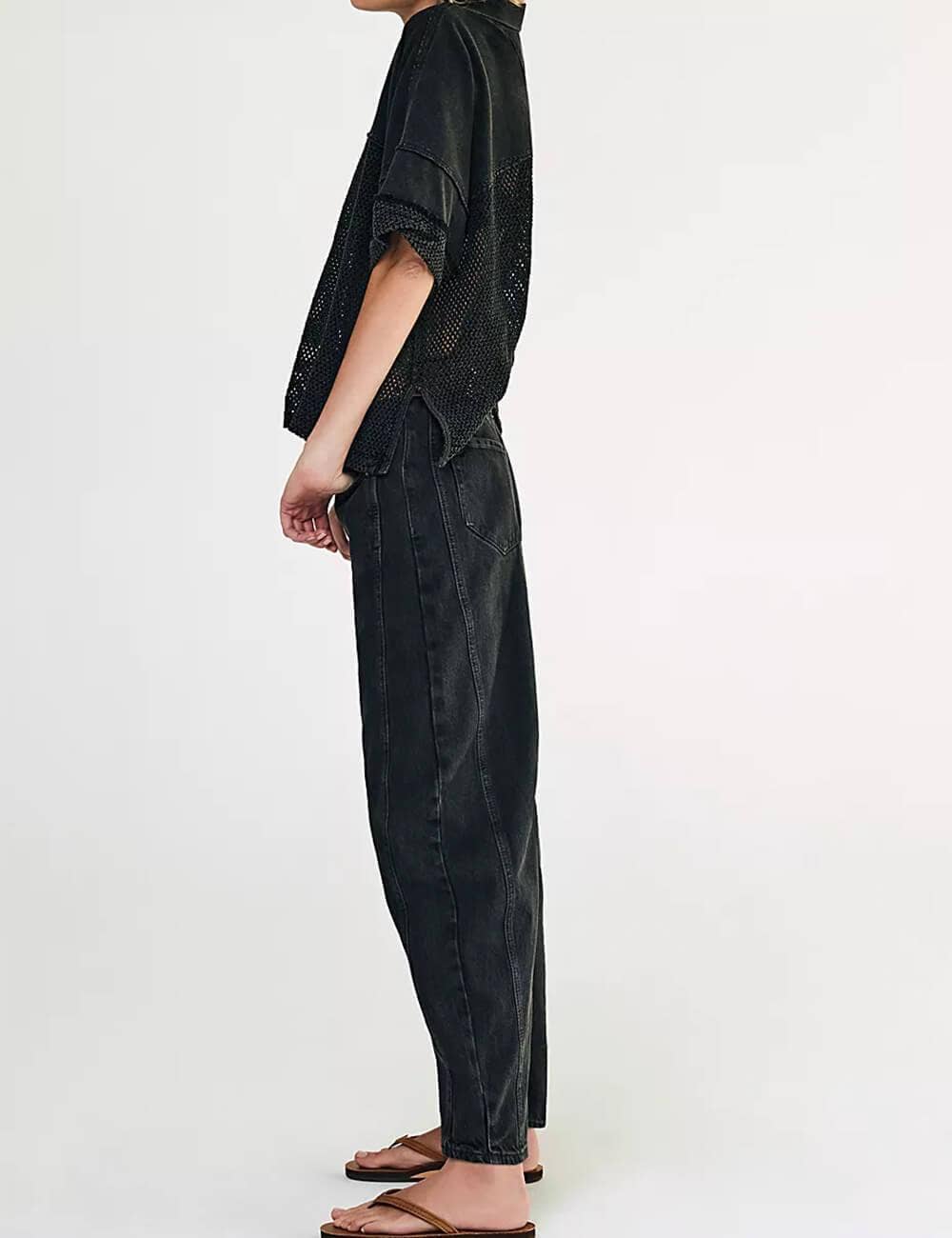 Black Wash Barrel Jeans