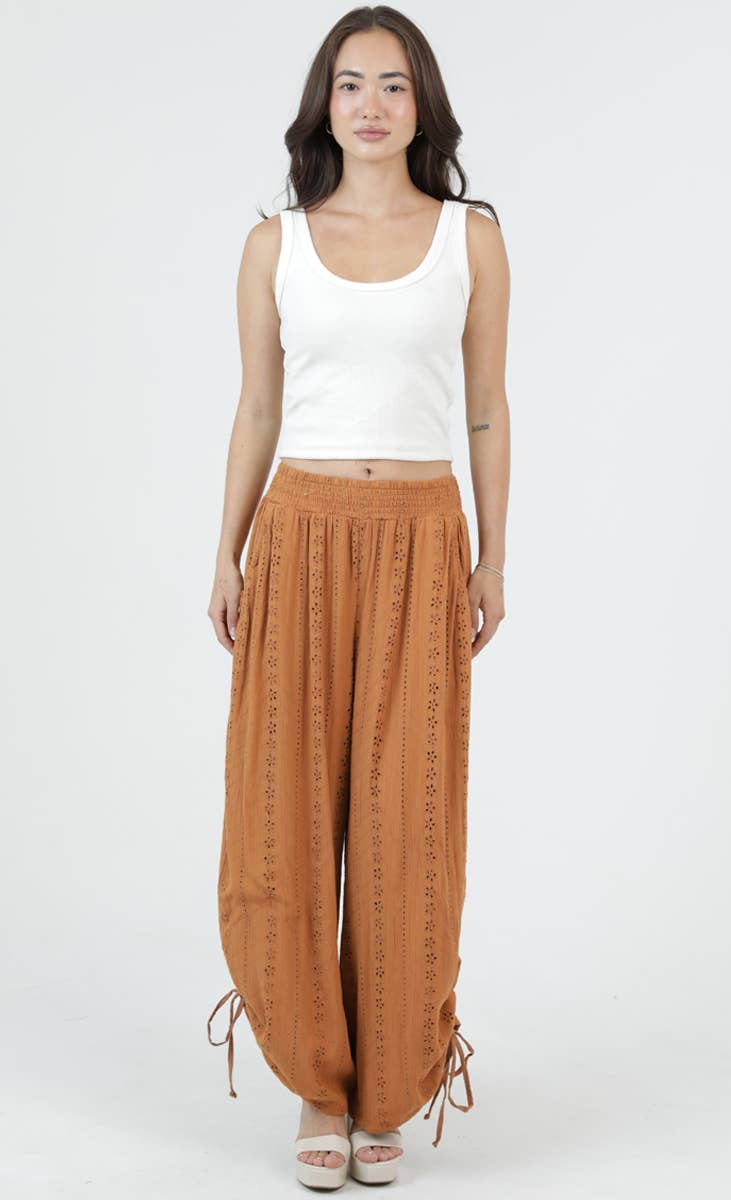 CINCHED SIDE LEG WIDE PANT WITH POCKETS