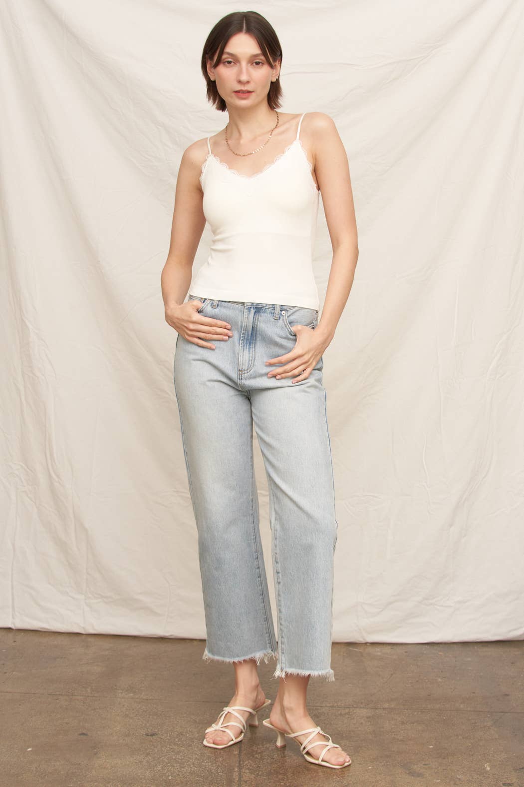 Lace Cami Top with Built-in Bra