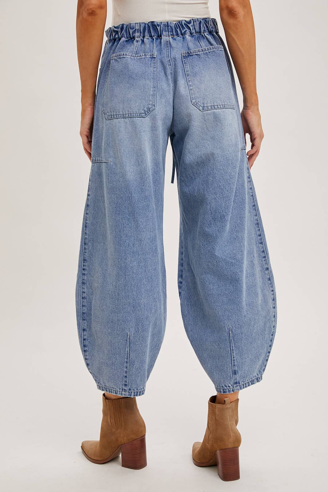 DENIM DRAWSTRINGS BARREL JEANS