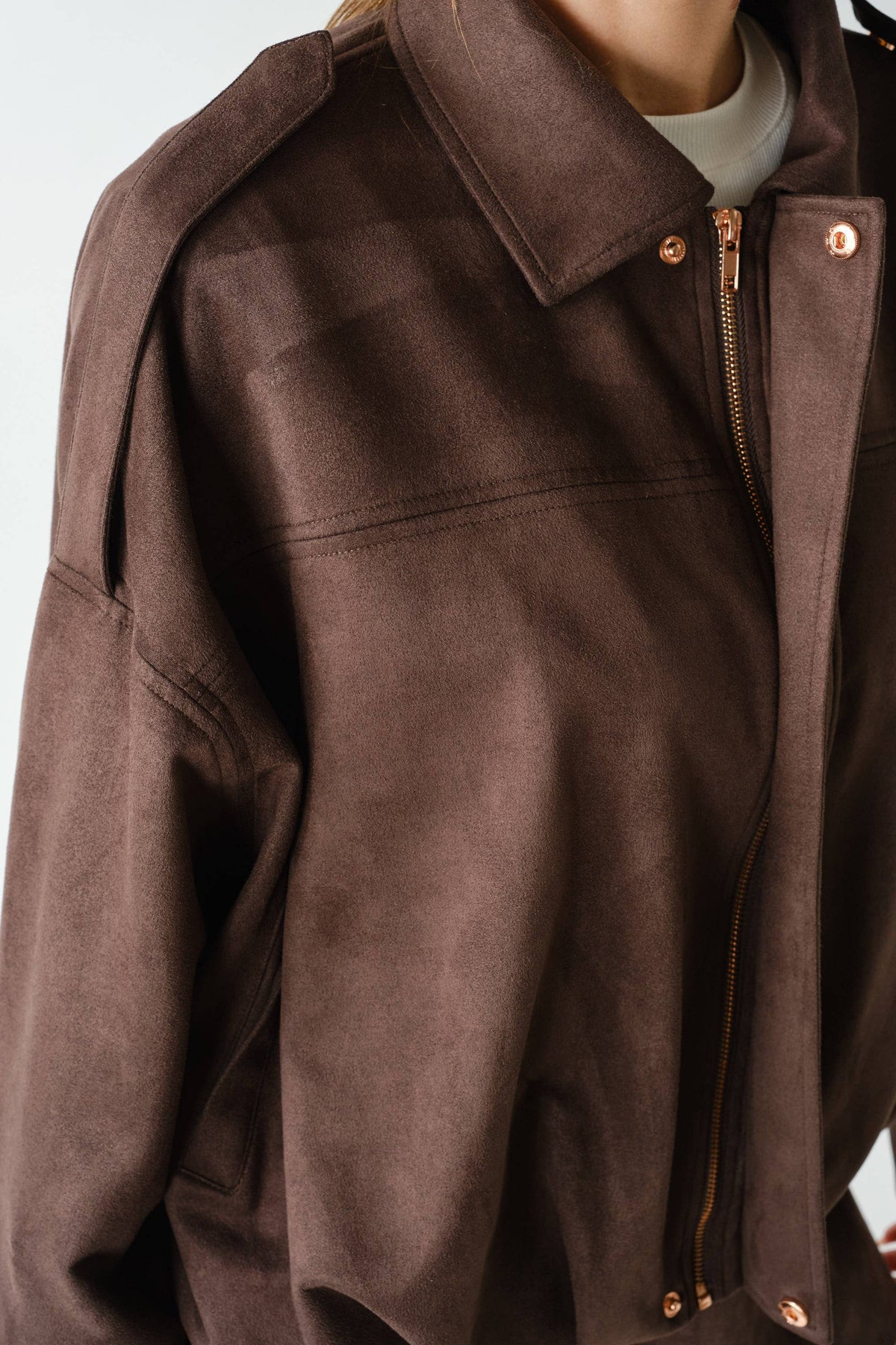 MOJAVE SUEDE-FINISH ZIP-FRONT JACKET