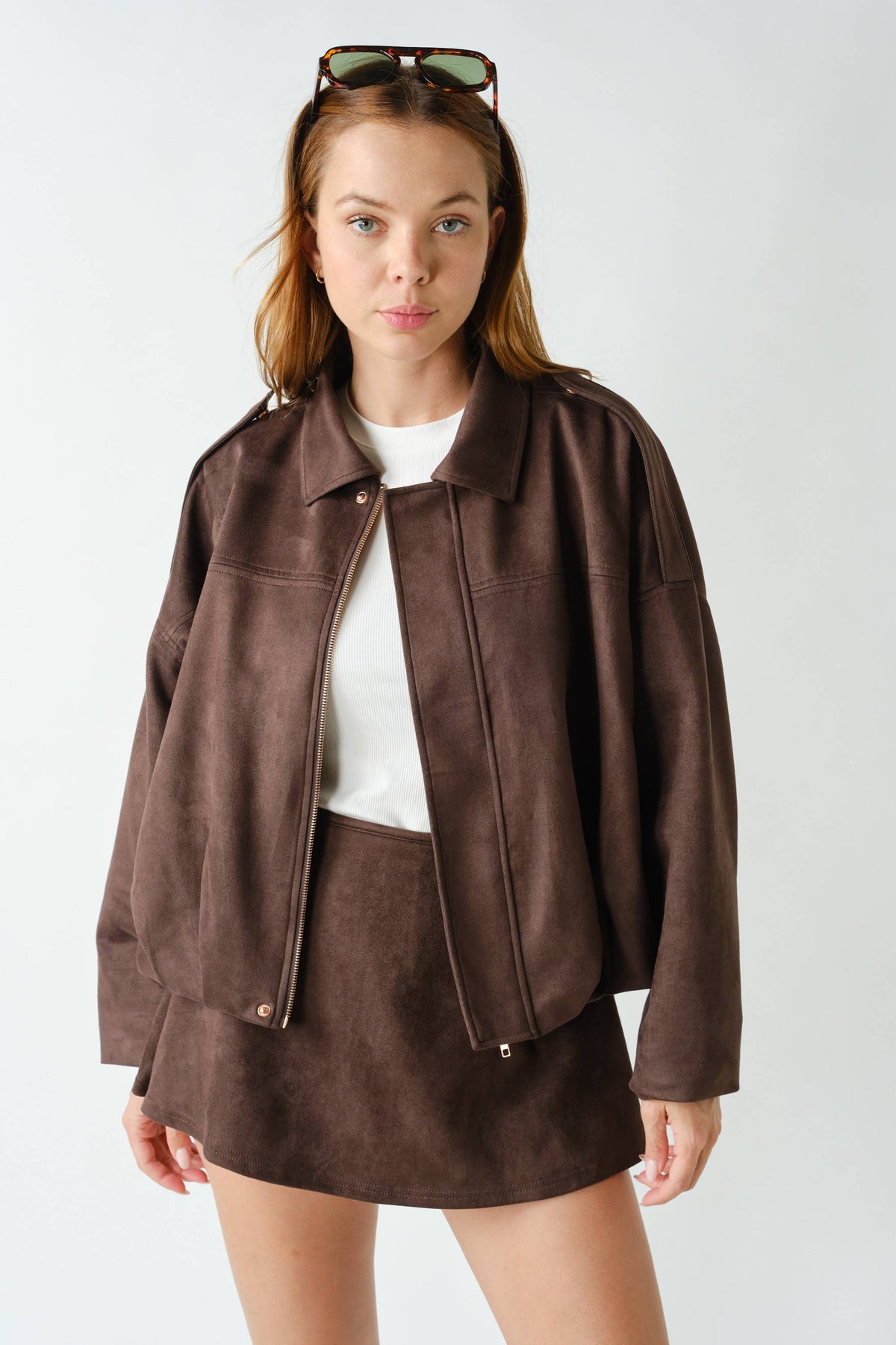 MOJAVE SUEDE-FINISH ZIP-FRONT JACKET