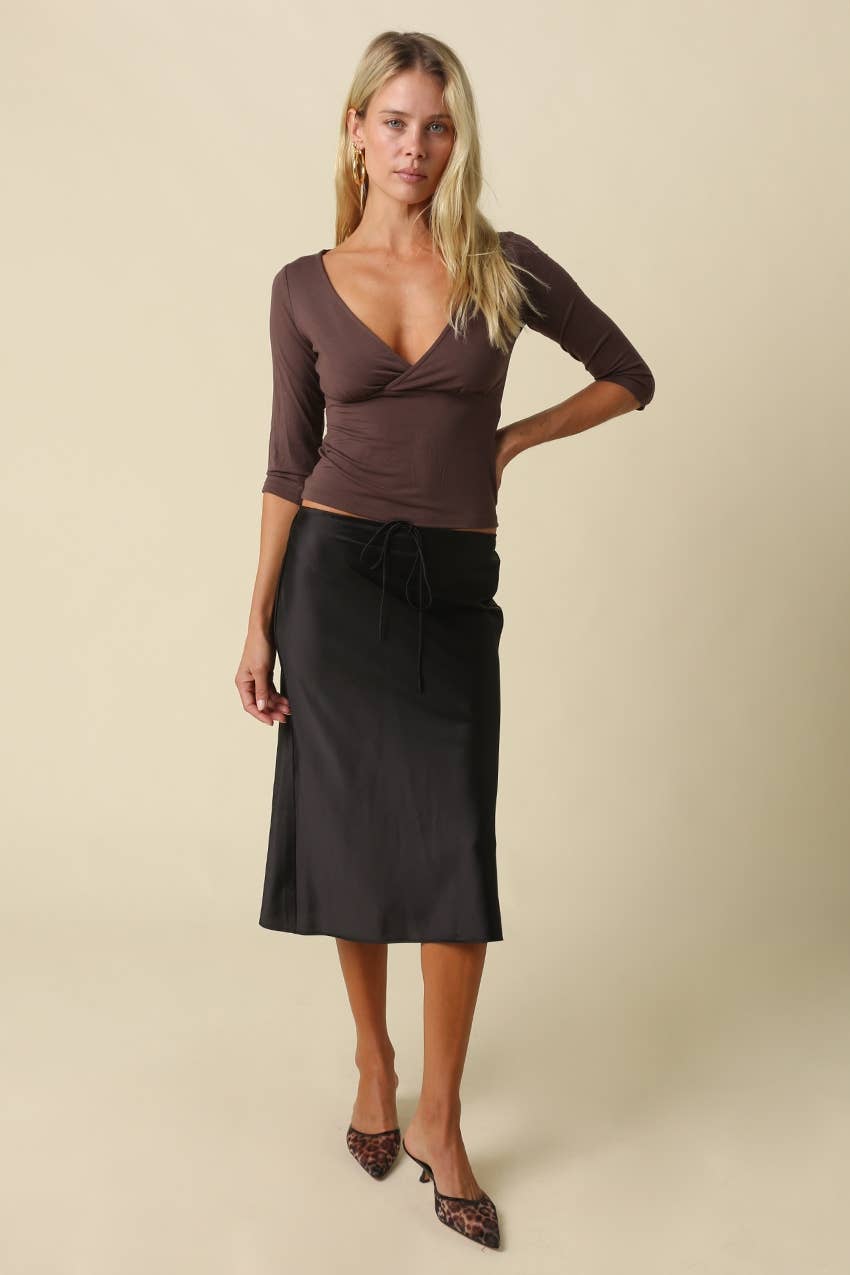 Mia Surplice V-Neck Knit Top