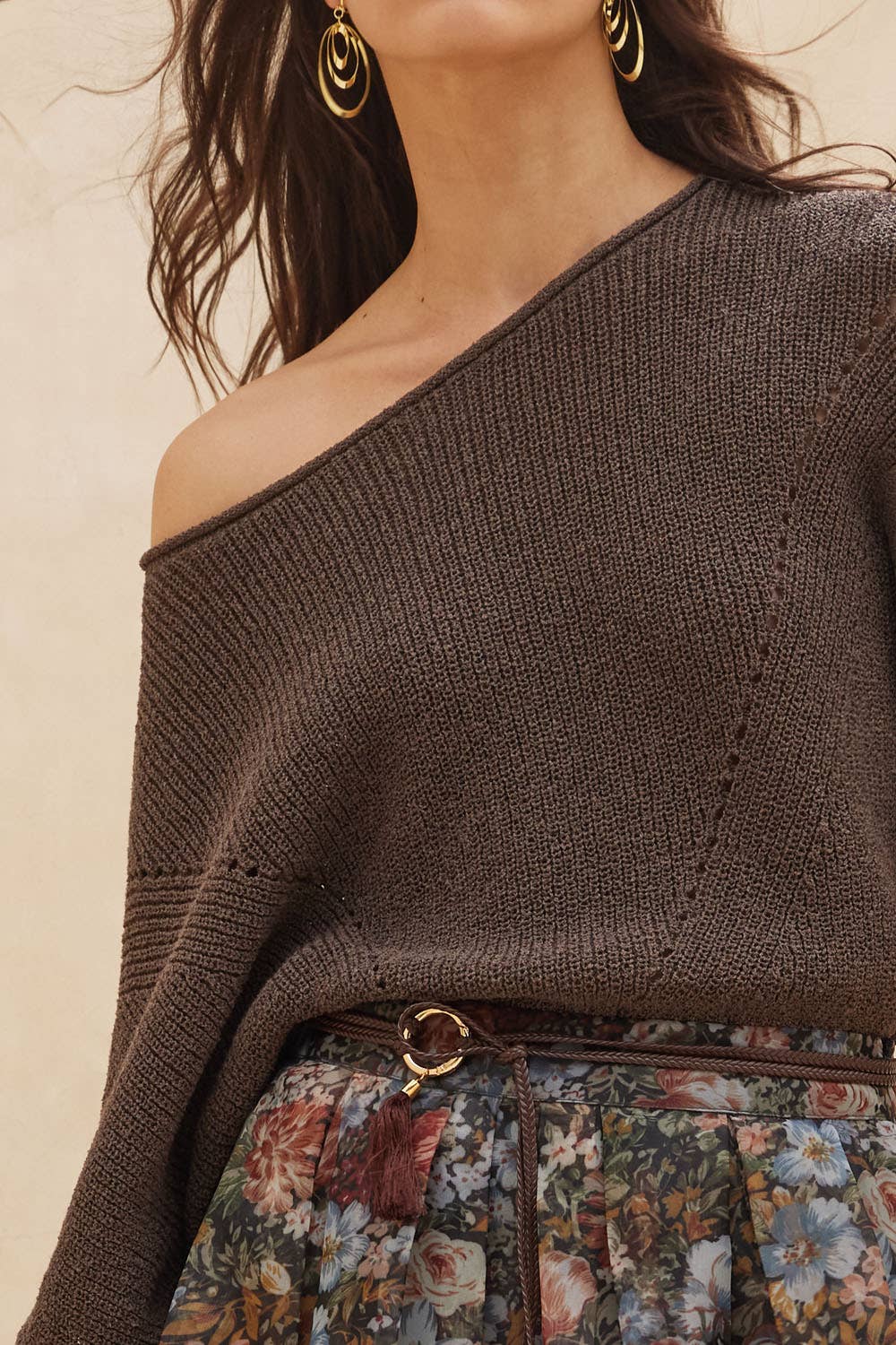 Short-Sleeve Pointelle Ribbed Knit Sweater