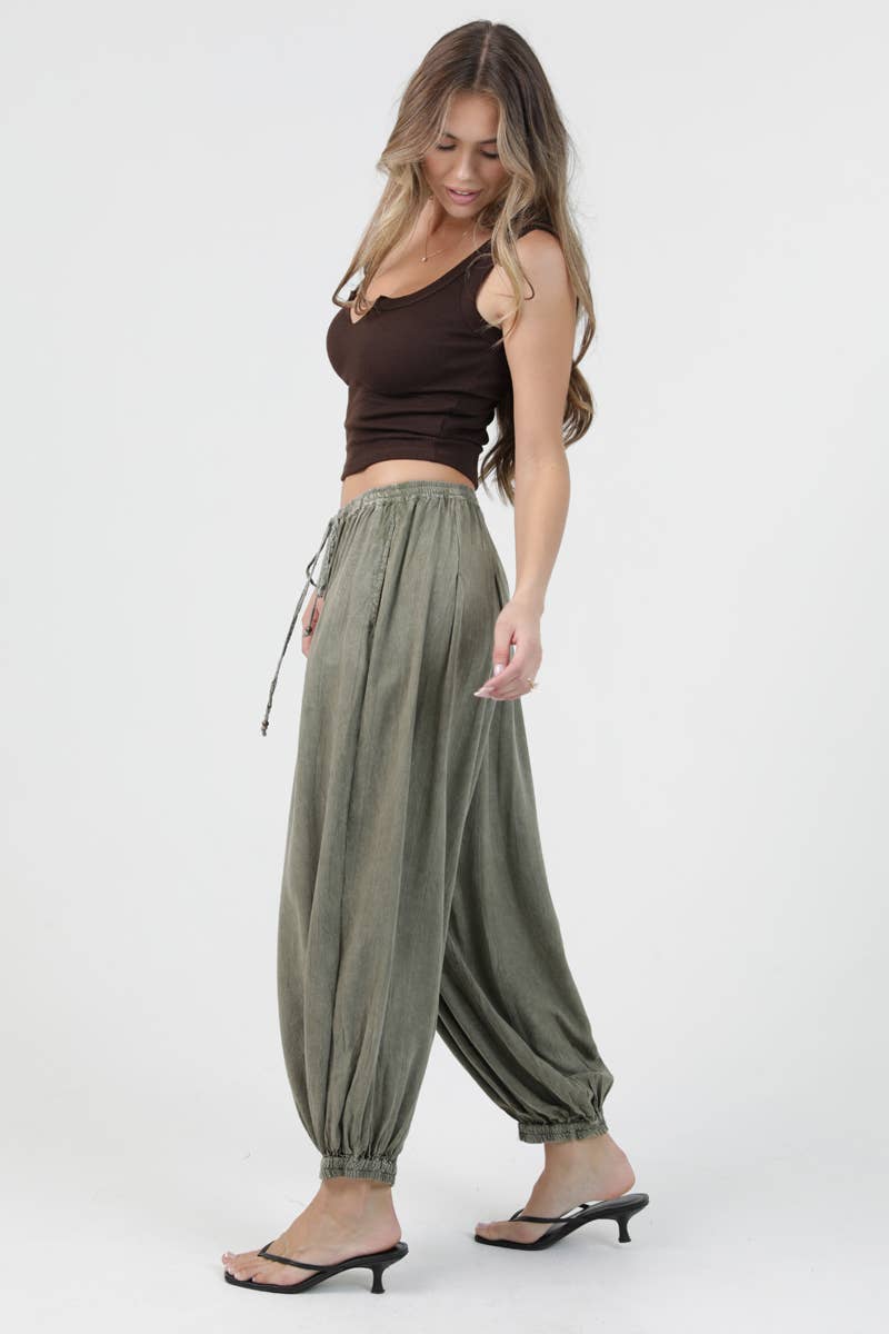 Green Washed Balloon Pants