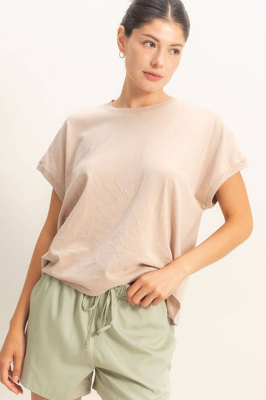 Capped Sleeve Mineral Wash T-Shirt